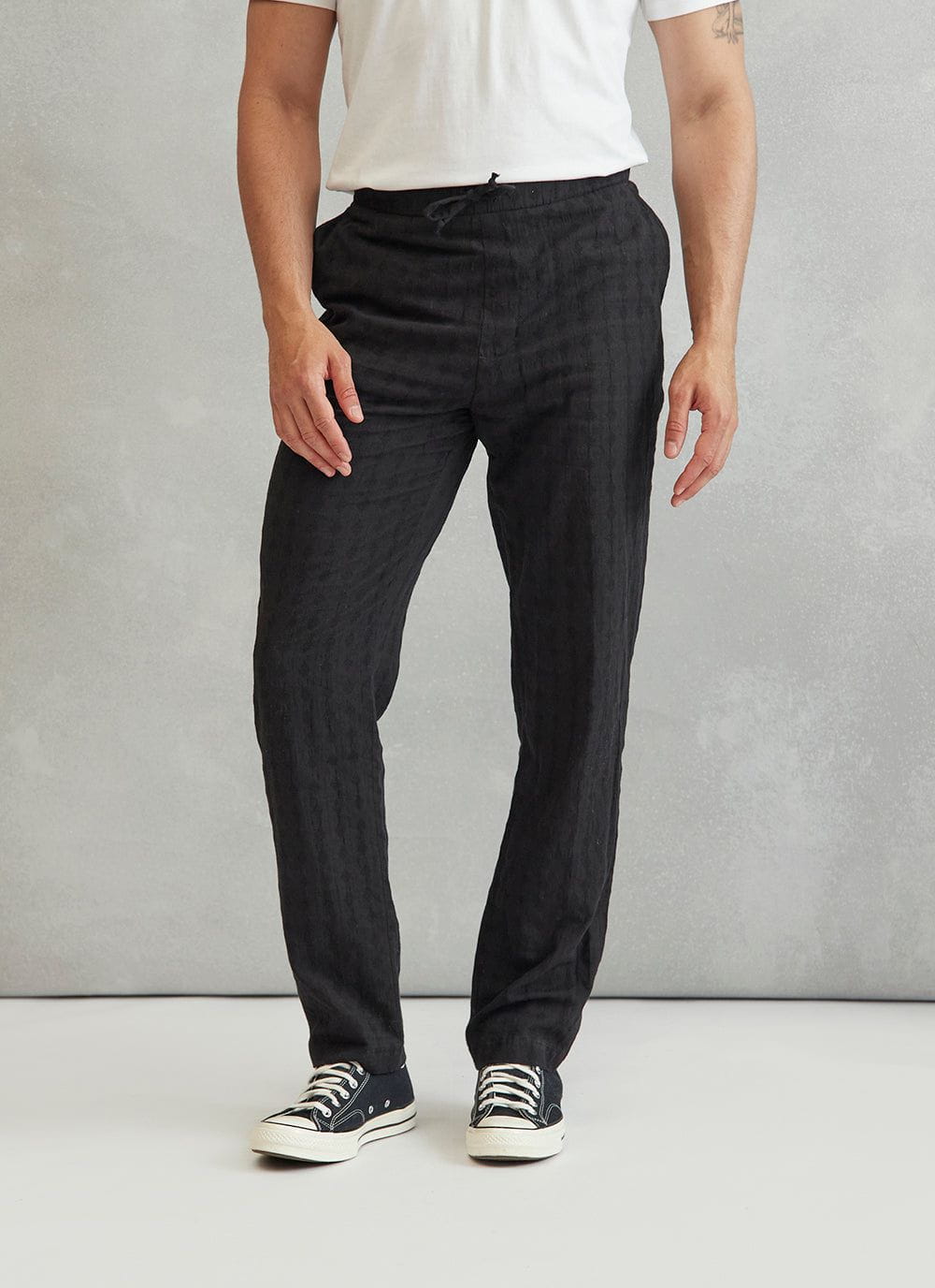 Men's Casual Trousers | Textured | Black | Percival Menswear