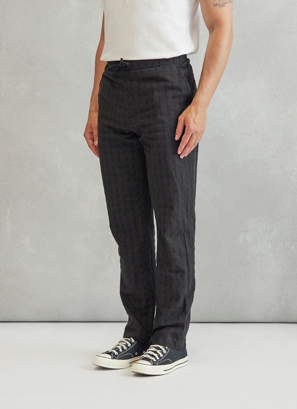 Slim Fit 5 Pocket Low Waist Unpleated Cotton Navy Casual Pants - Sayki