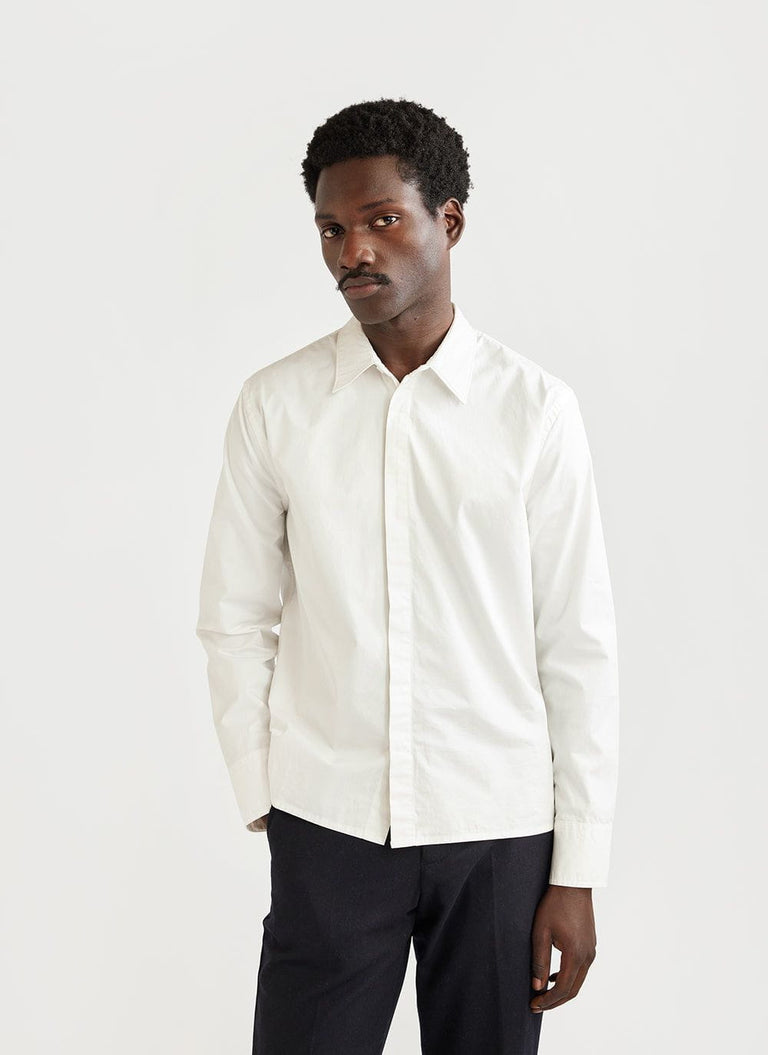 Men's Formal Shirt in Cotton Poplin, Suit Shirt, White, Percival