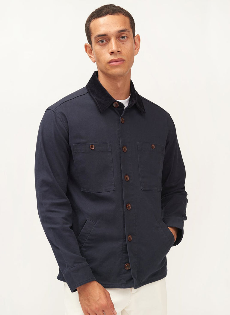 Workshirt | Navy Twill With Cord Collar & Percival Menswear