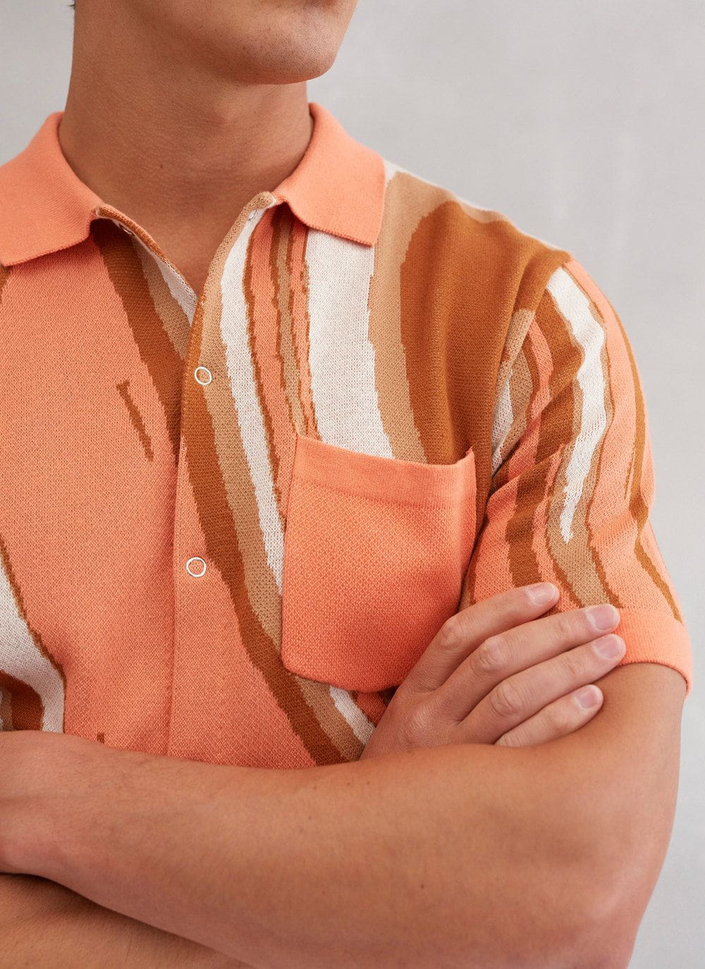 Marble Jacquard Knit | Orange | Percival Menswear