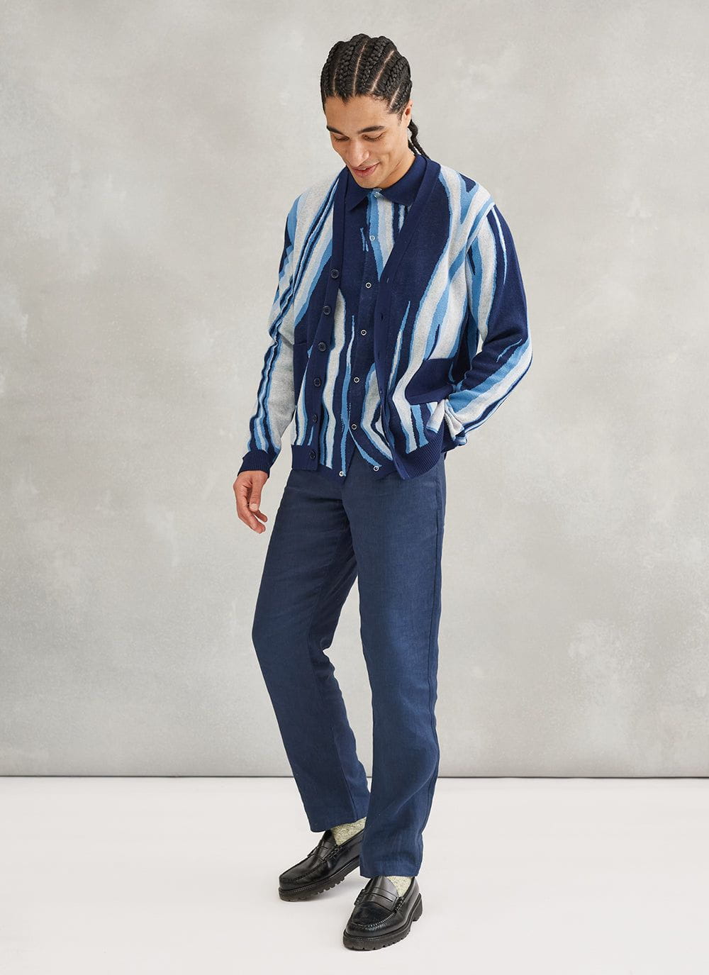 Marble Jacquard Knit | Blue | Percival Menswear