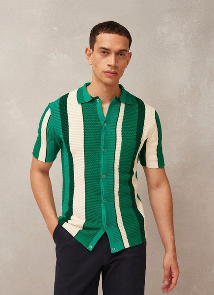 Men's Short Sleeve Knitted Shirt | Adaman Breeze | Forest