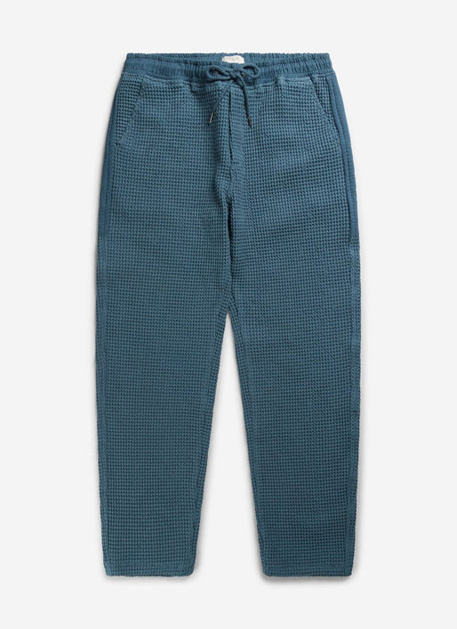 Waffle Everyday Trousers, Textured Cotton, Aqua