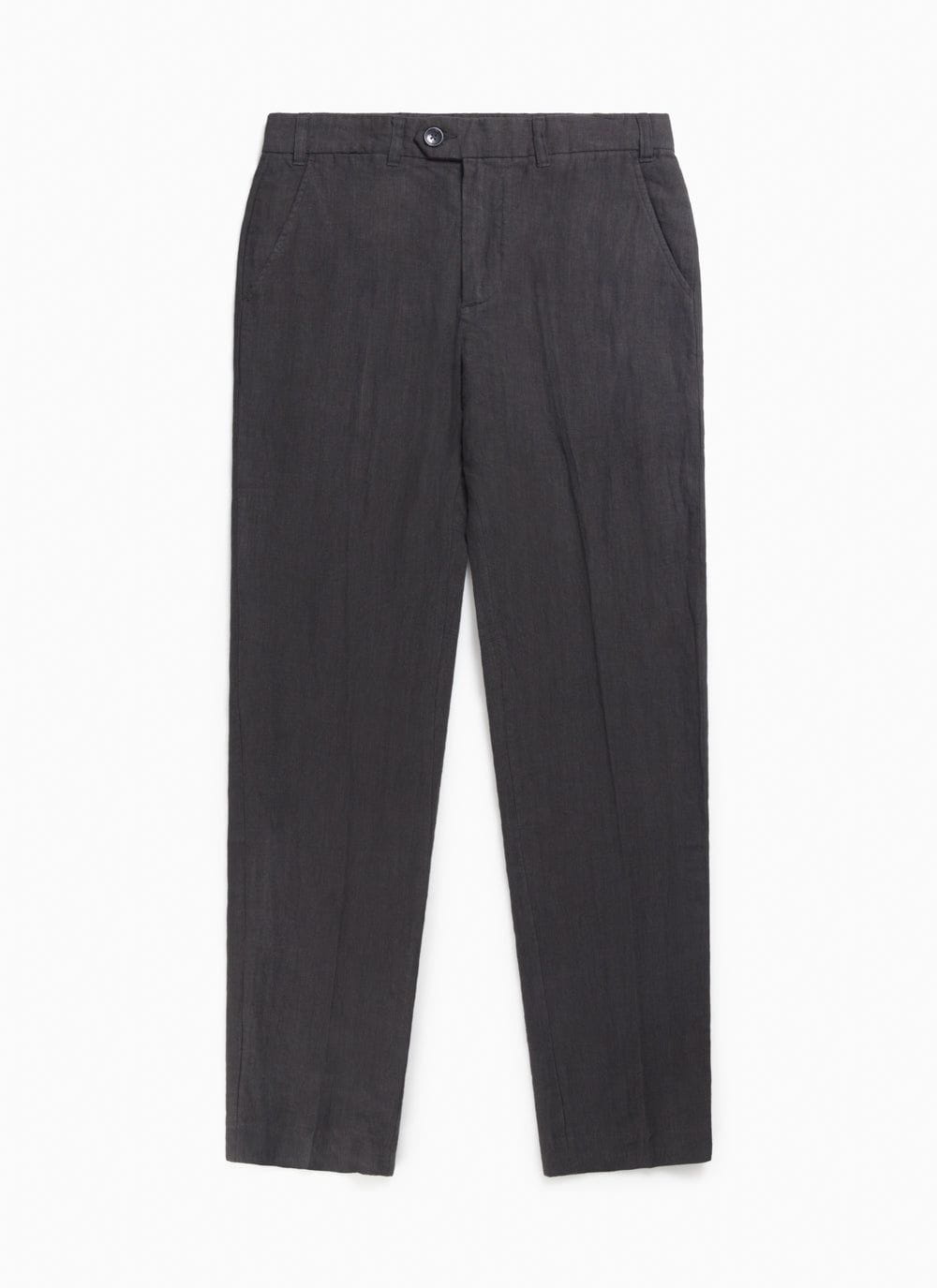 Men's Linen Smart Tailored Suit Trousers | Black | Percival Menswear