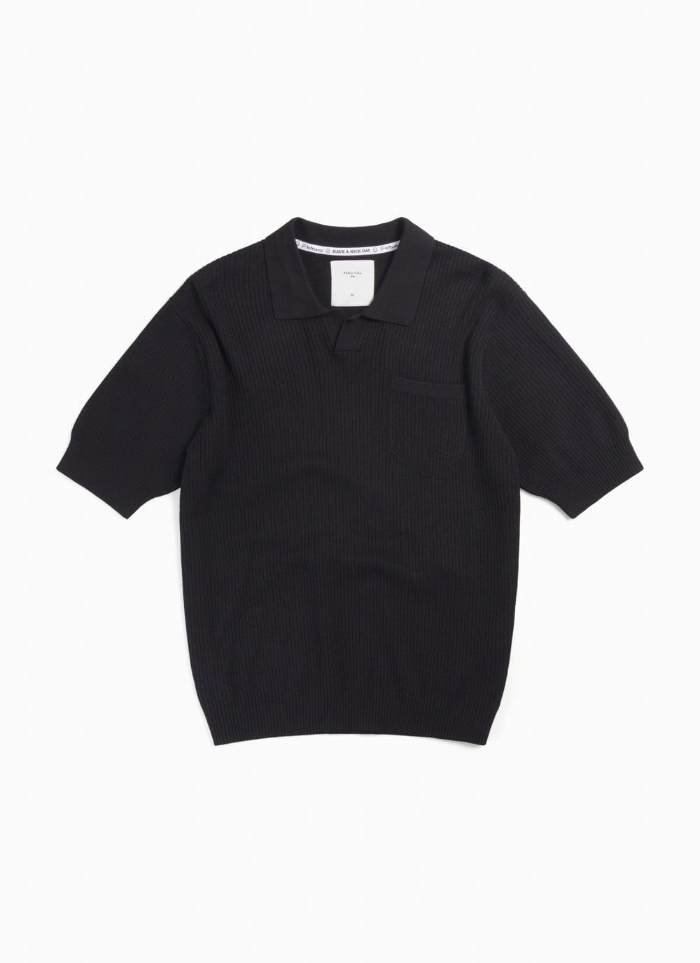 Pullover Polo Shirt | Knitted Cotton | Black | Percival Menswear