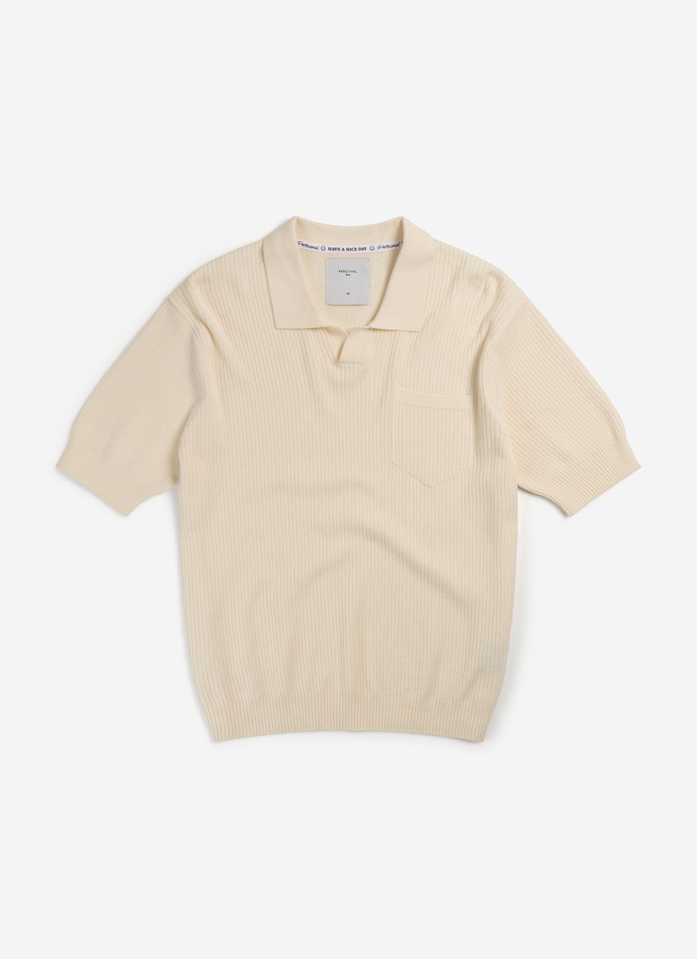 Men's Polo Shirt | Knitted Cotton | Cream | Percival Menswear